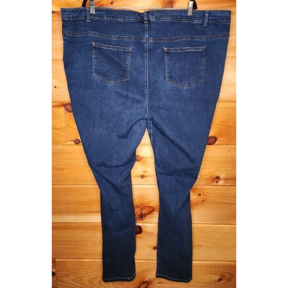 Woman Within High Rise Straight Stretch Blue Jeans Plus Size 30W Tall - Picture 2 of 12